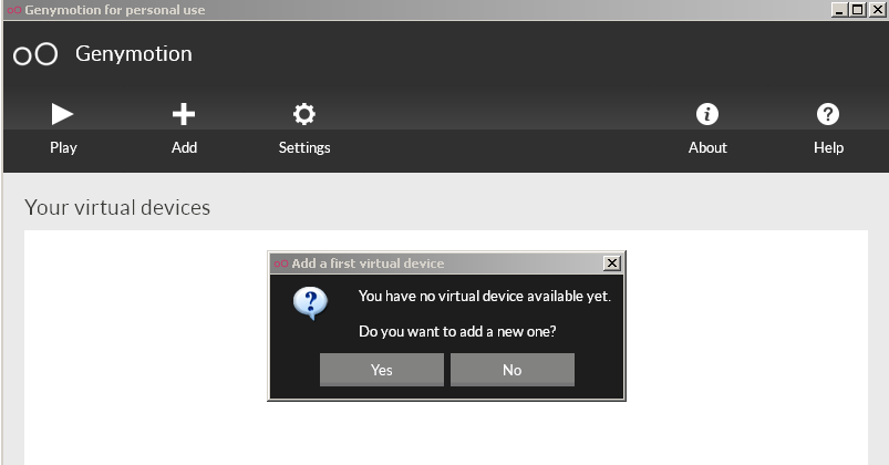 Figure 4: Do not add a new virtual device