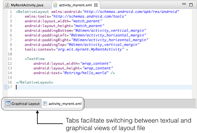 Figure 3: Tabs facilitate switching between graphical and textual views of layout