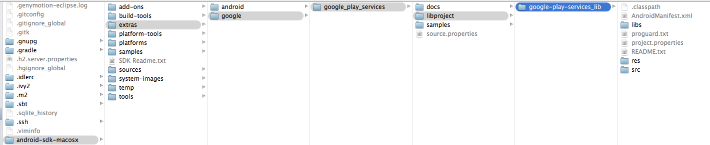 Figure 3: Locate Play Services with the Android SDK install