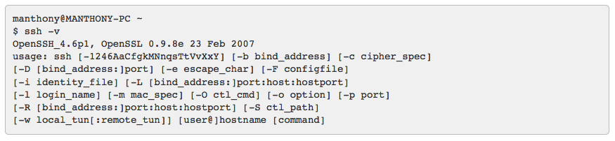 Figure 2: Verify presence of SSH client