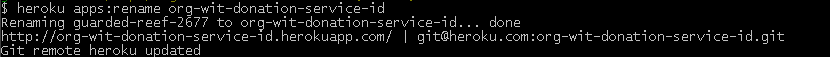 Figure 5: Changing name of Heroku app from command line